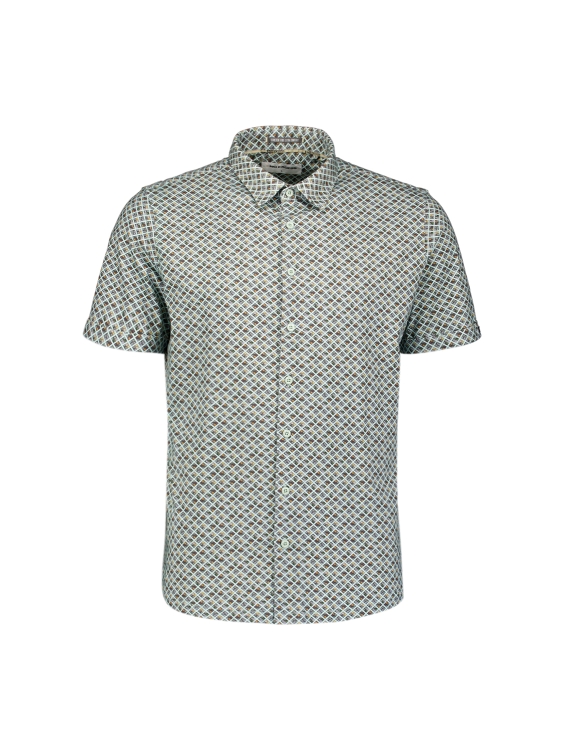 NO EXCESS Overhemd Met Korte Mouwen Katoen Met Print Green - Afbeelding 4