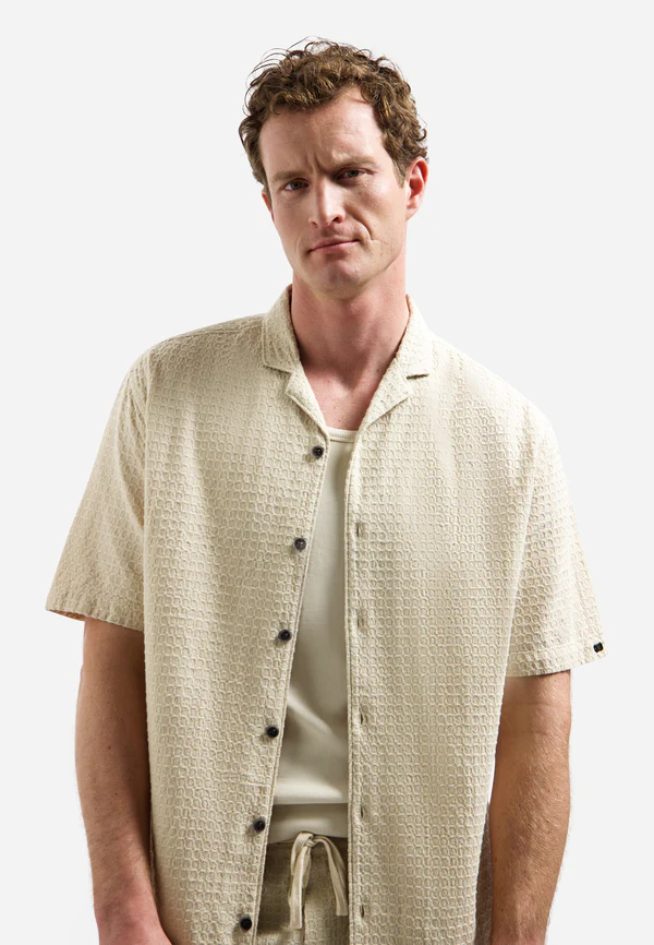 NO EXCCESS Katoenen Overshirt Met Korte Mouwen Dessert - Afbeelding 3