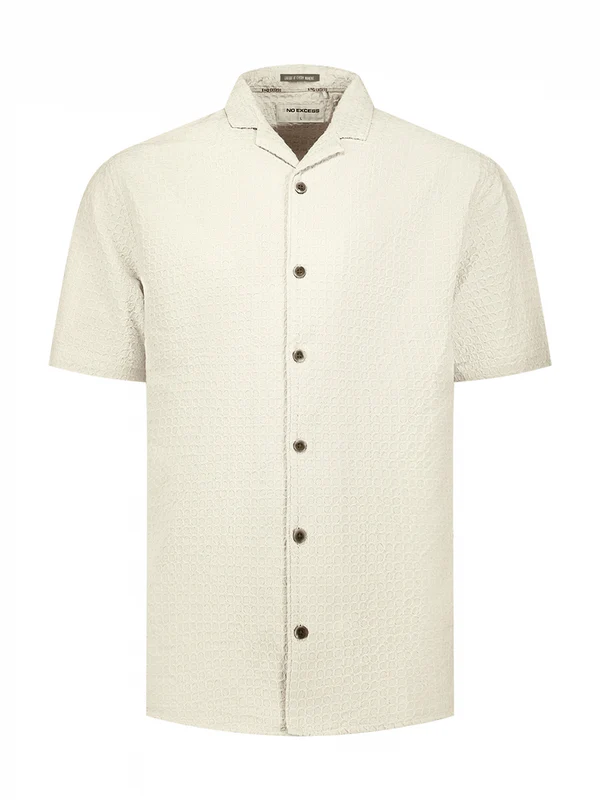 NO EXCCESS Katoenen Overshirt Met Korte Mouwen Dessert - Afbeelding 4
