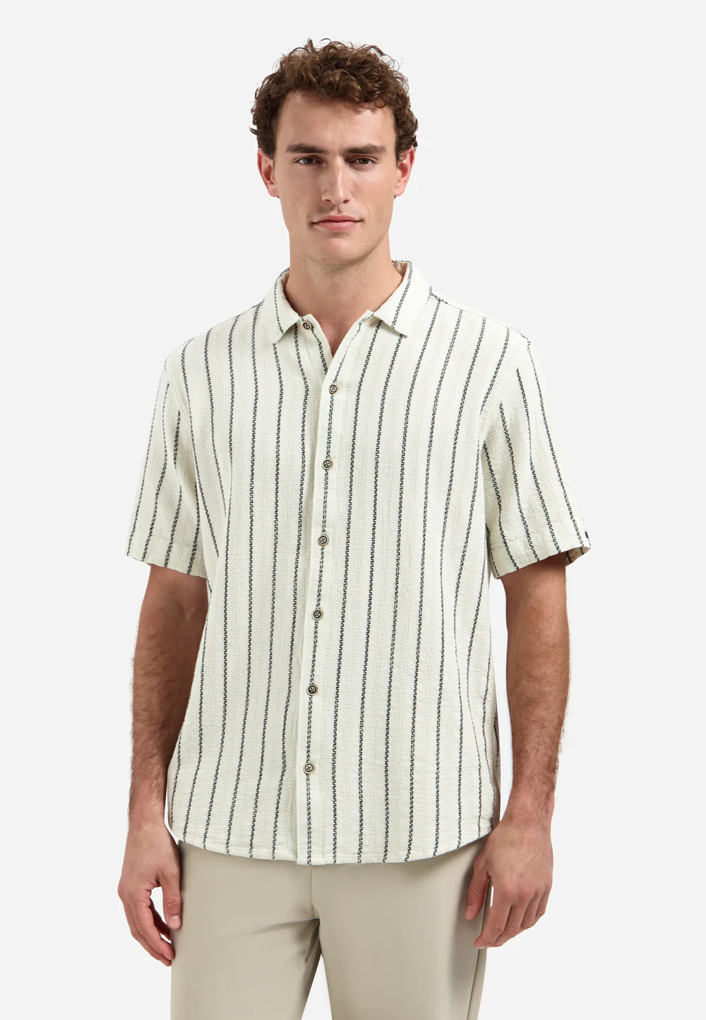 NO EXCESS Gestreept Overshirt Met Korte Mouwen Kit