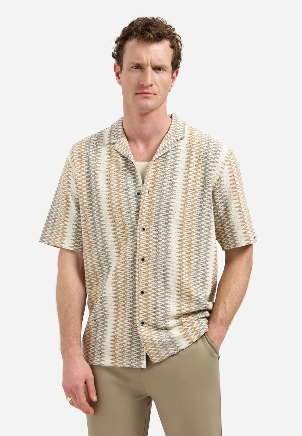 NO EXCESS Overhemd Korte Mouwen Jacquard 