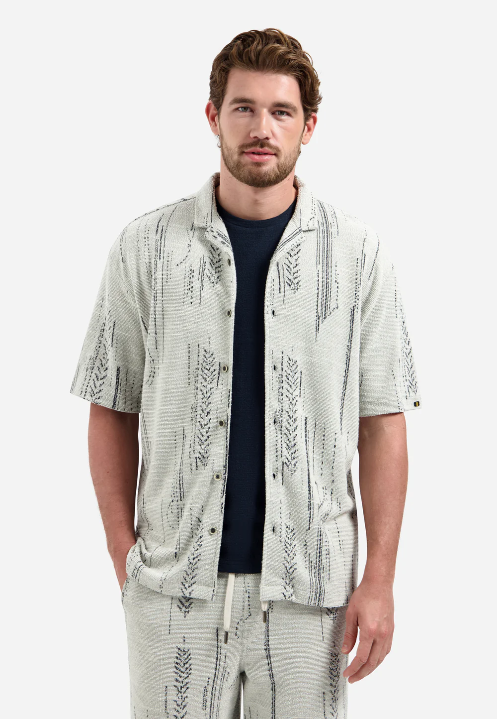 NO EXCESS Overhemd Jacquard Short Sleeved Kit 