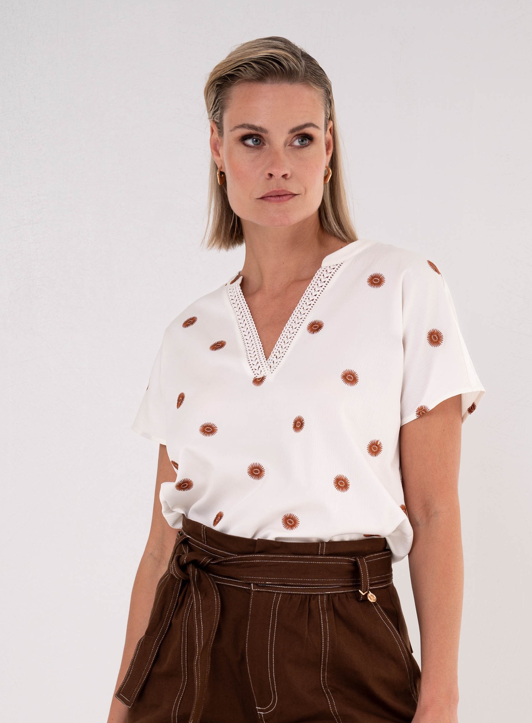 MAICAZZ Dames Top Tosina Offwhite-Orange 