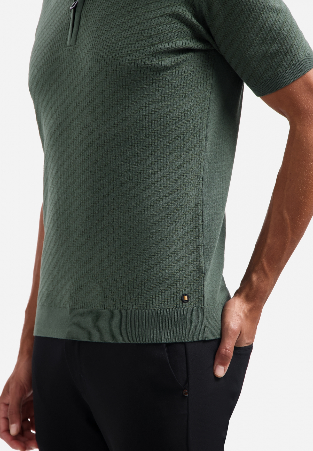 NO EXCESS Heren Poloshirt Met Rits Donkergroen  - Afbeelding 5