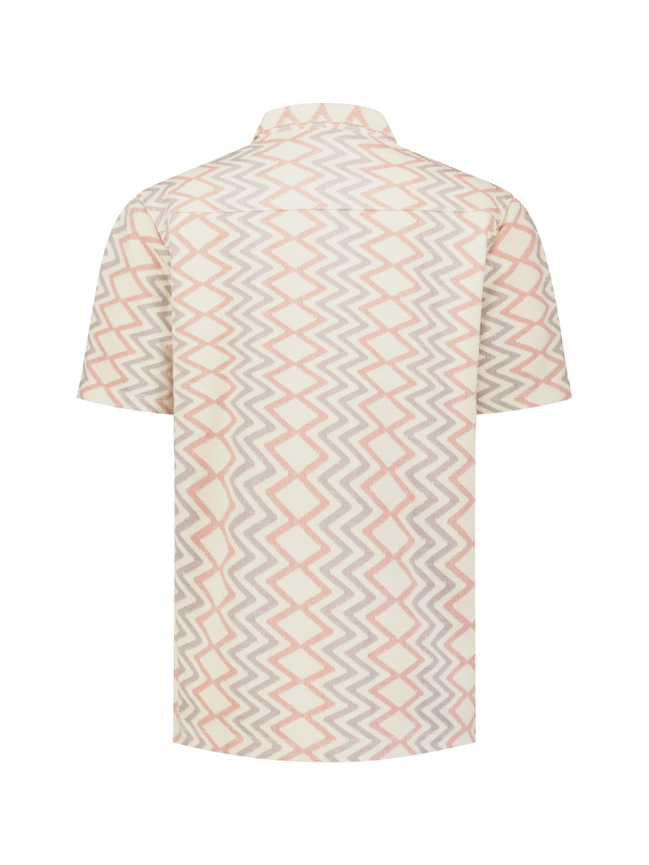 NO EXCESS Shirt Short Sleeve Jacquard Zigzag Coral - Afbeelding 5