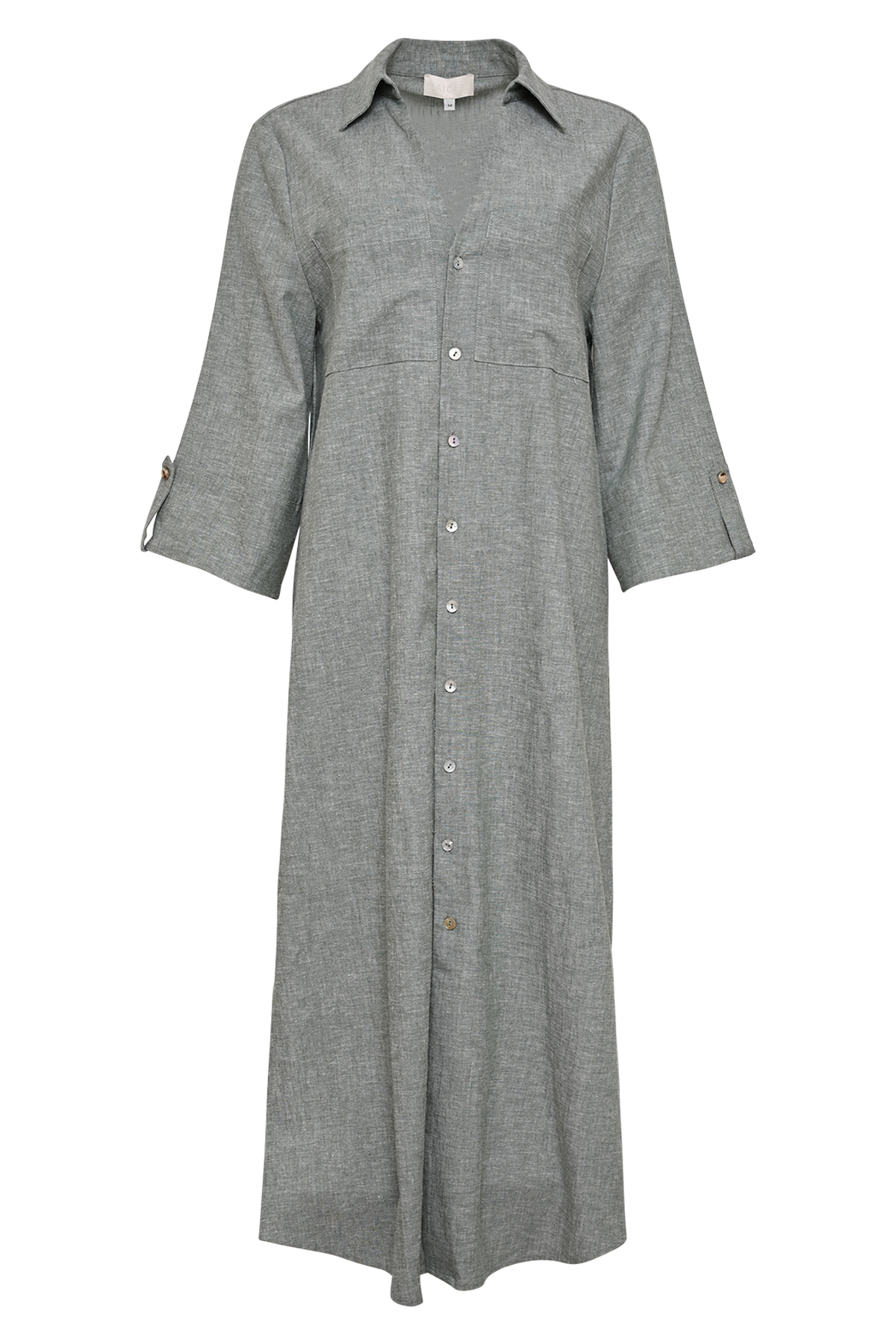 MAICAZZ Lange Linnen Jurk Texx Pale Olive Groen  - Afbeelding 3