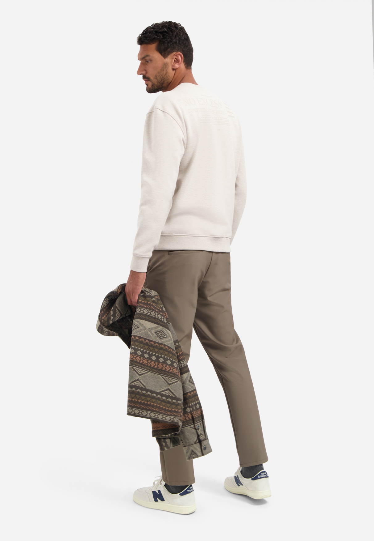 NO EXCESS Heren Sweater Met Achteropdruk Zandkleur  - Afbeelding 3