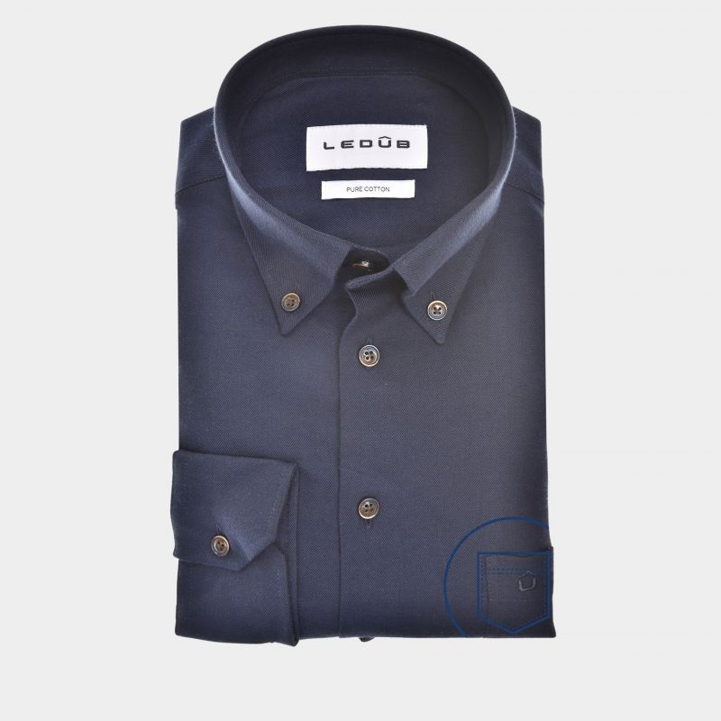 LEDÛB Heren Overhemd Donkerblauw Modern Fit 