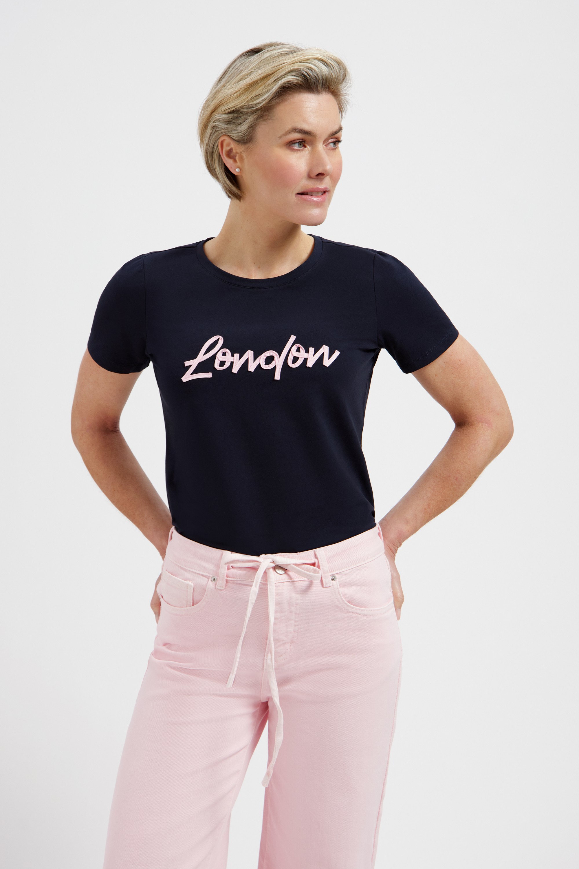 LADY DAY Dames Top City Donkerblauw-Roze 