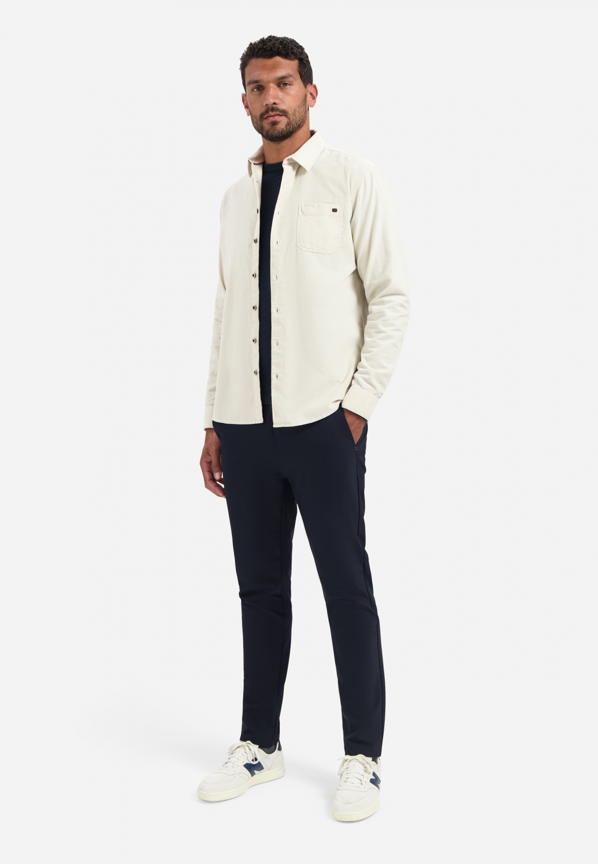 NO EXCESS Heren Overhemd Corduroy Offwhite  - Afbeelding 3