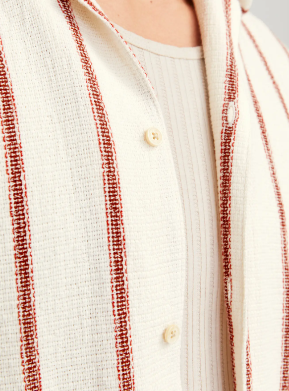JACK&JONES Heren Overhemd Resort Offwhite-rood Gestreept  - Afbeelding 4
