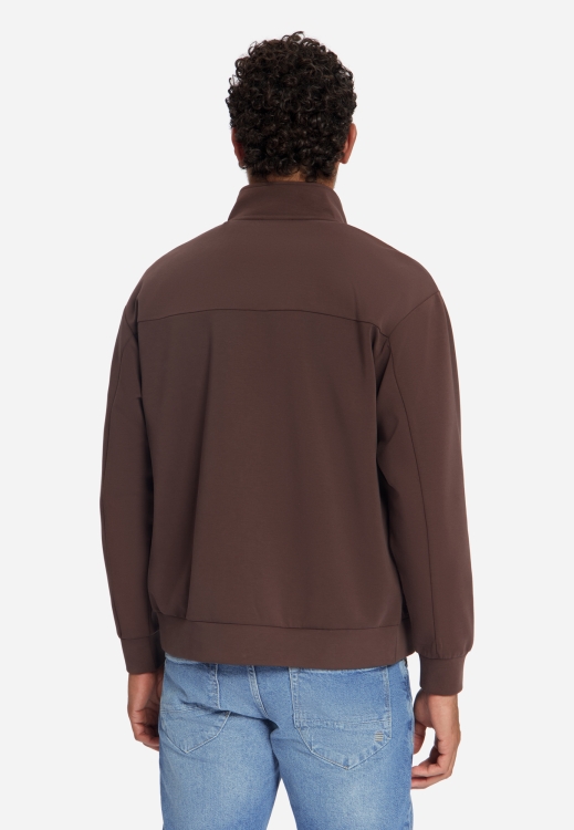 NO EXCESS Sweater Full Zip SU Collar Dark Brown - Afbeelding 2