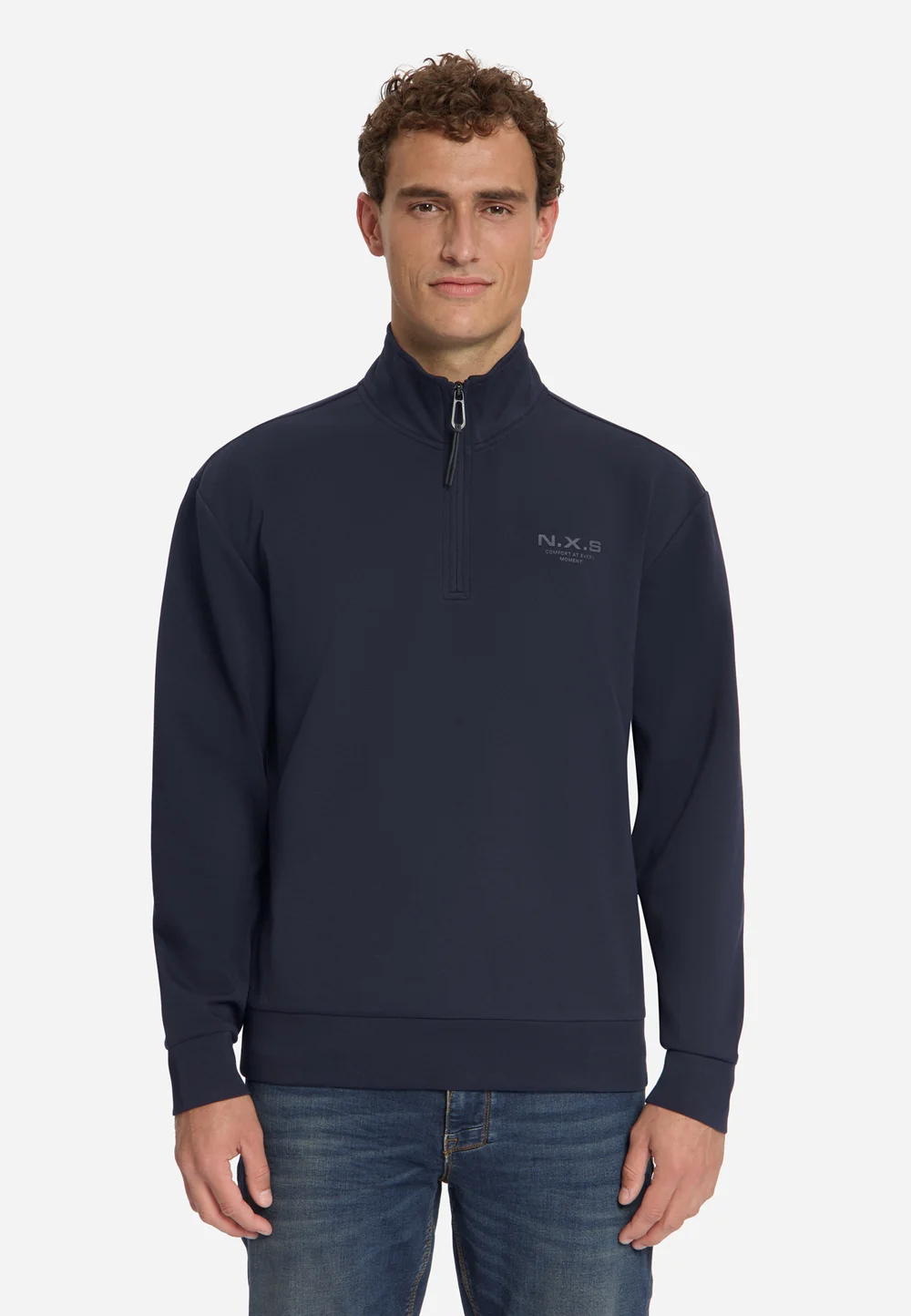 NO EXCESS Half Zip Sweater Dark Night 
