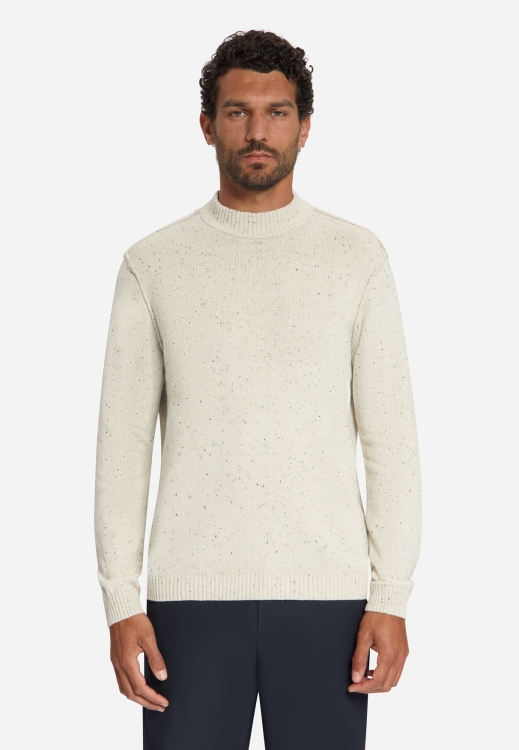 NO EXCESS Heren Pullover Turtle Neck Melange Neps With Wool Stone