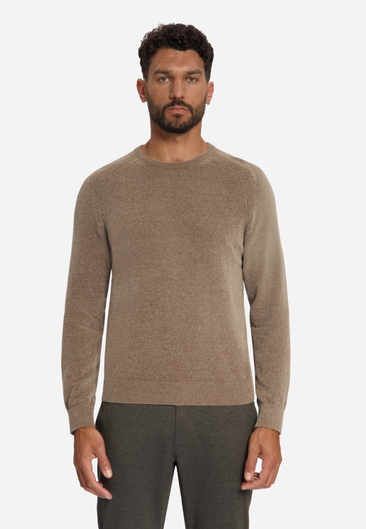 NO EXCESS Trui Pullover Crewneck Light Weight Chenille Light Brown 
