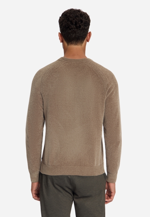NO EXCESS Trui Pullover Crewneck Light Weight Chenille Light Brown  - Afbeelding 2