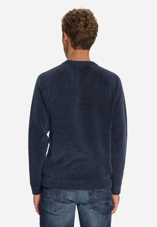 NO EXCESS Heren Pullover Crewneck Light Weight Chenille Dark Night  - Afbeelding 2