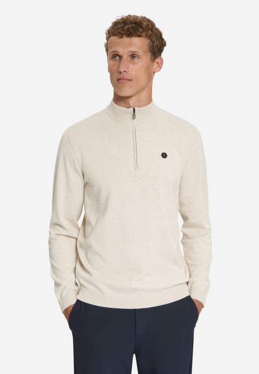 NO EXCESS Pullover Half Zip Melange Stone 