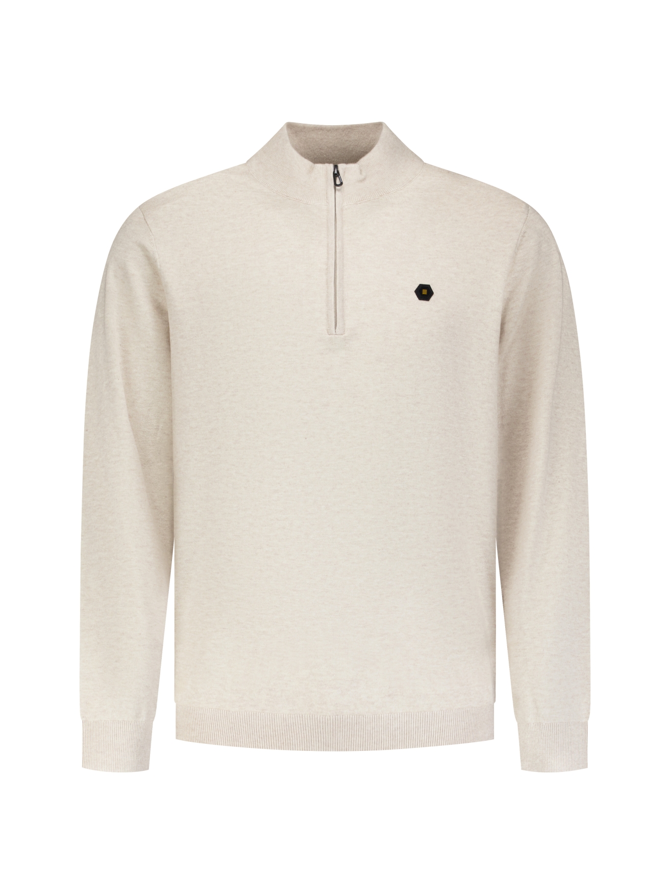 NO EXCESS Pullover Half Zip Melange Stone  - Afbeelding 3