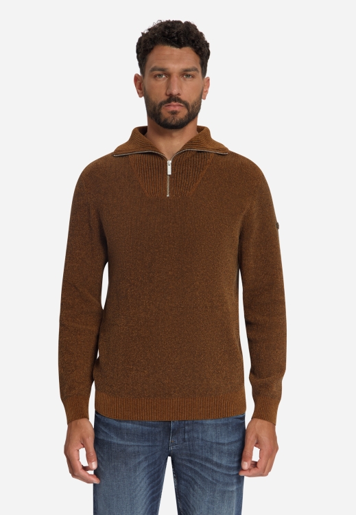 NO EXCESS Heren Trui Pullover Half Zip Caramel