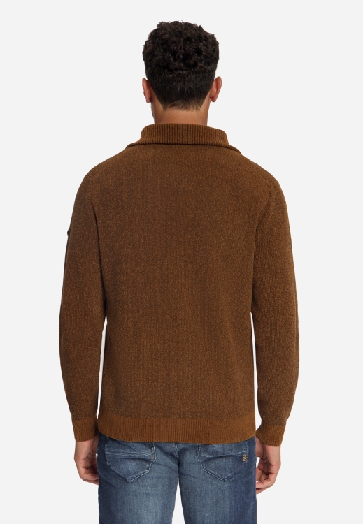 NO EXCESS Heren Trui Pullover Half Zip Caramel - Afbeelding 2
