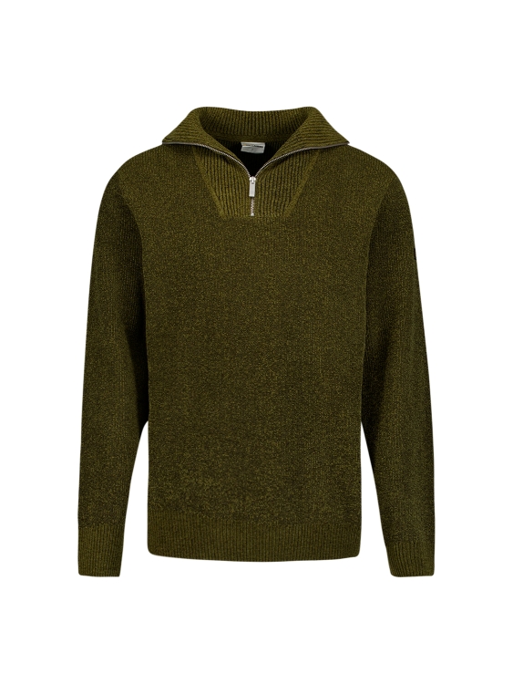 NO EXCESS Heren Pullover Half Zip Moss - Afbeelding 3