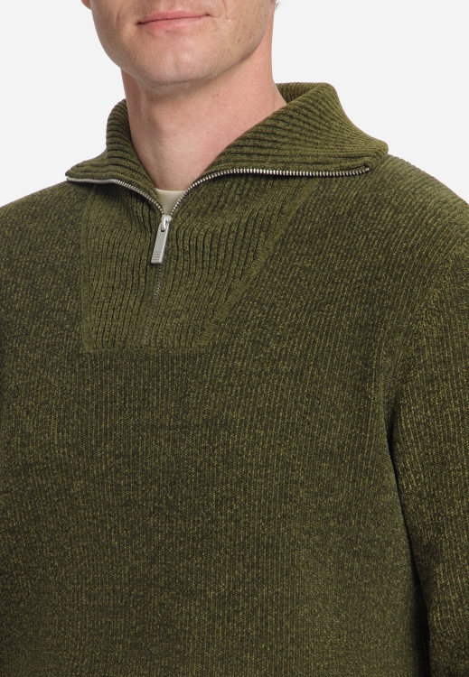 NO EXCESS Heren Pullover Half Zip Moss - Afbeelding 5