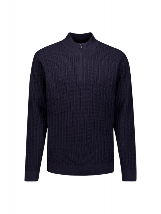 NO EXCESS Heren Pullover Half Zip Drop Needle Dark Night 