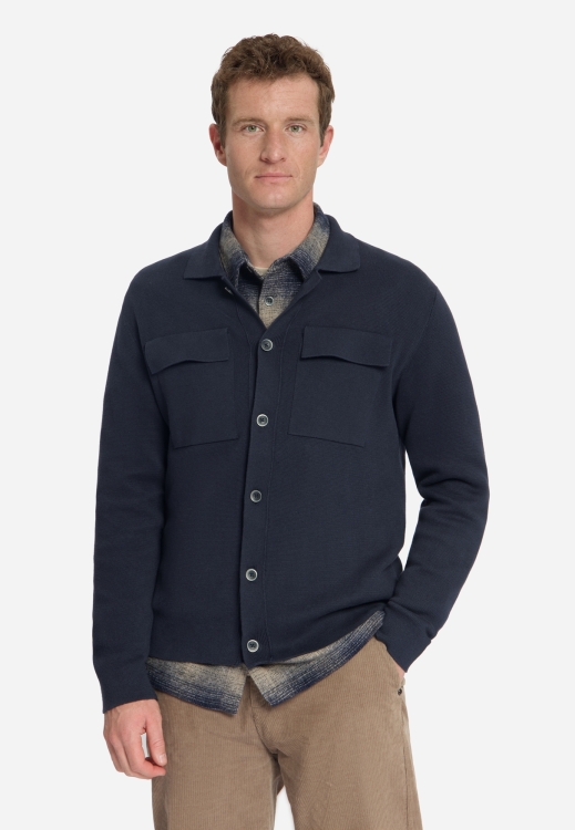 NO EXCESS Heren Gebreid Overshirt Dark Night 