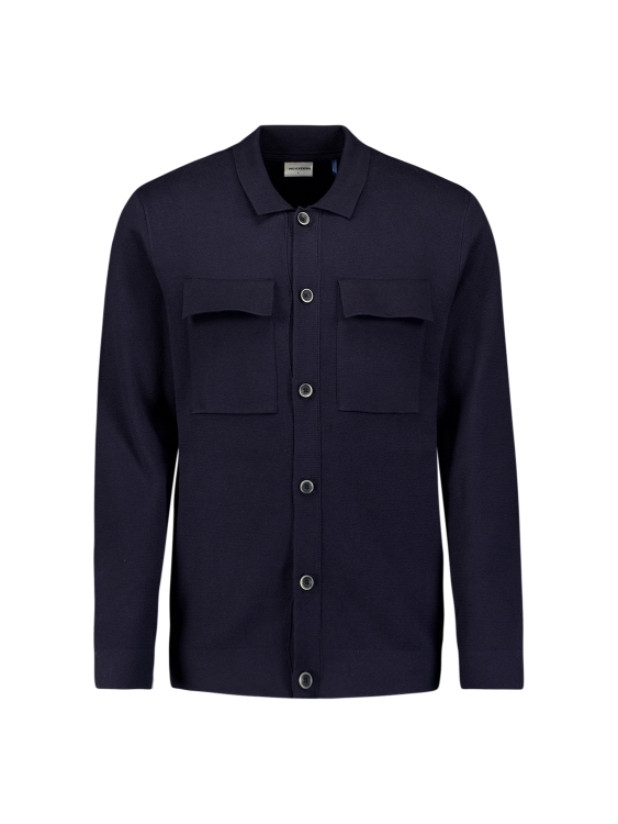NO EXCESS Heren Gebreid Overshirt Dark Night  - Afbeelding 3