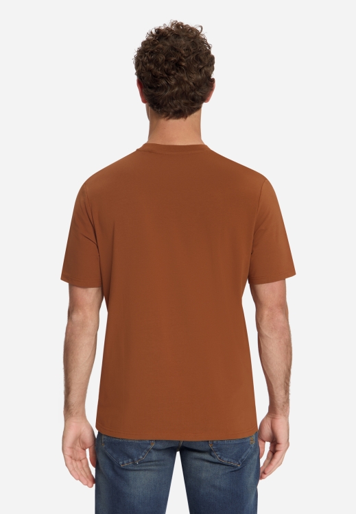 NO EXCESS Heren T-Shirt Crewneck Solid Basic Stretch Caramel  - Afbeelding 2