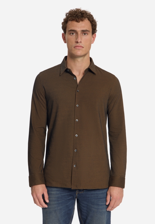 NO EXCESS Overhemd Shirt Twill Jersey Caramel 