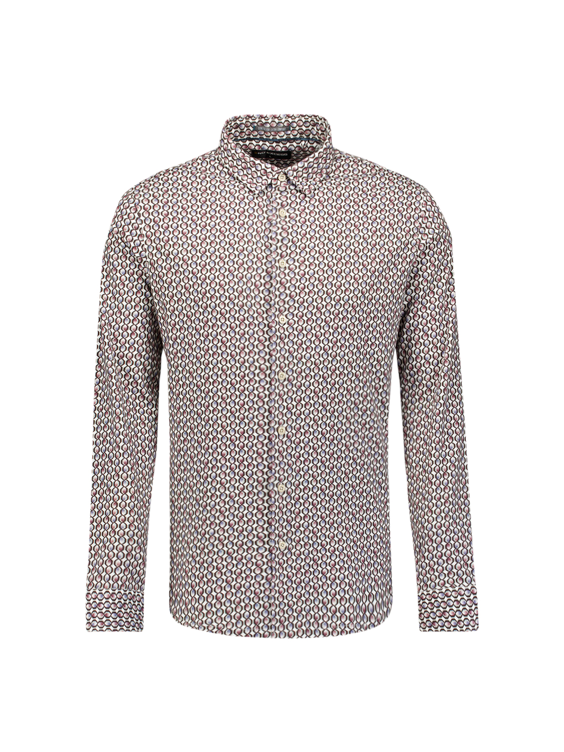 NO EXCESS Heren Overhemd Shirt Jersey Allover Printed White 