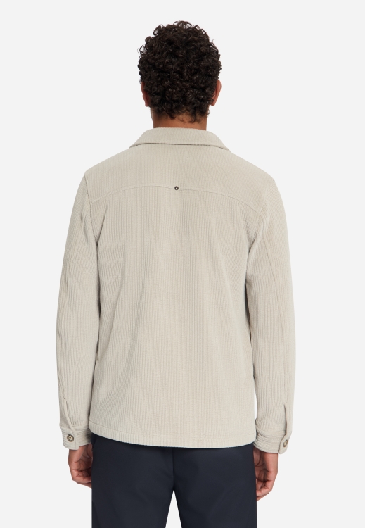 NO EXCESS Overshirt Full Button Rib Sweat Cement - Afbeelding 2