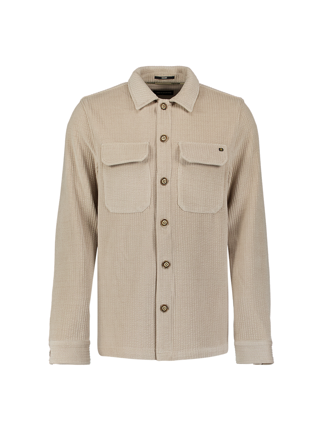 NO EXCESS Overshirt Full Button Rib Sweat Cement - Afbeelding 3