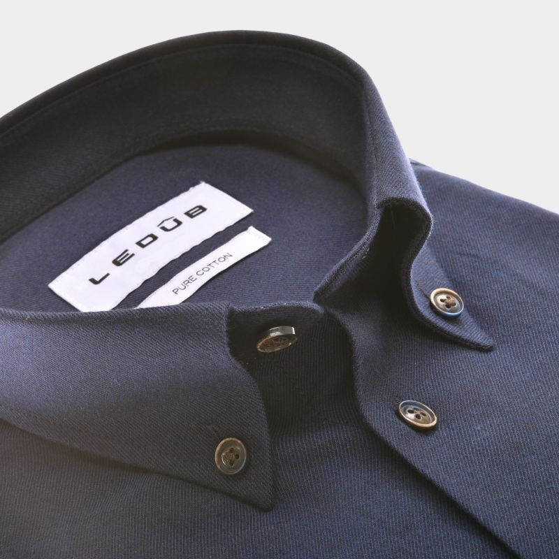 LEDÛB Heren Overhemd Donkerblauw Modern Fit  - Afbeelding 2