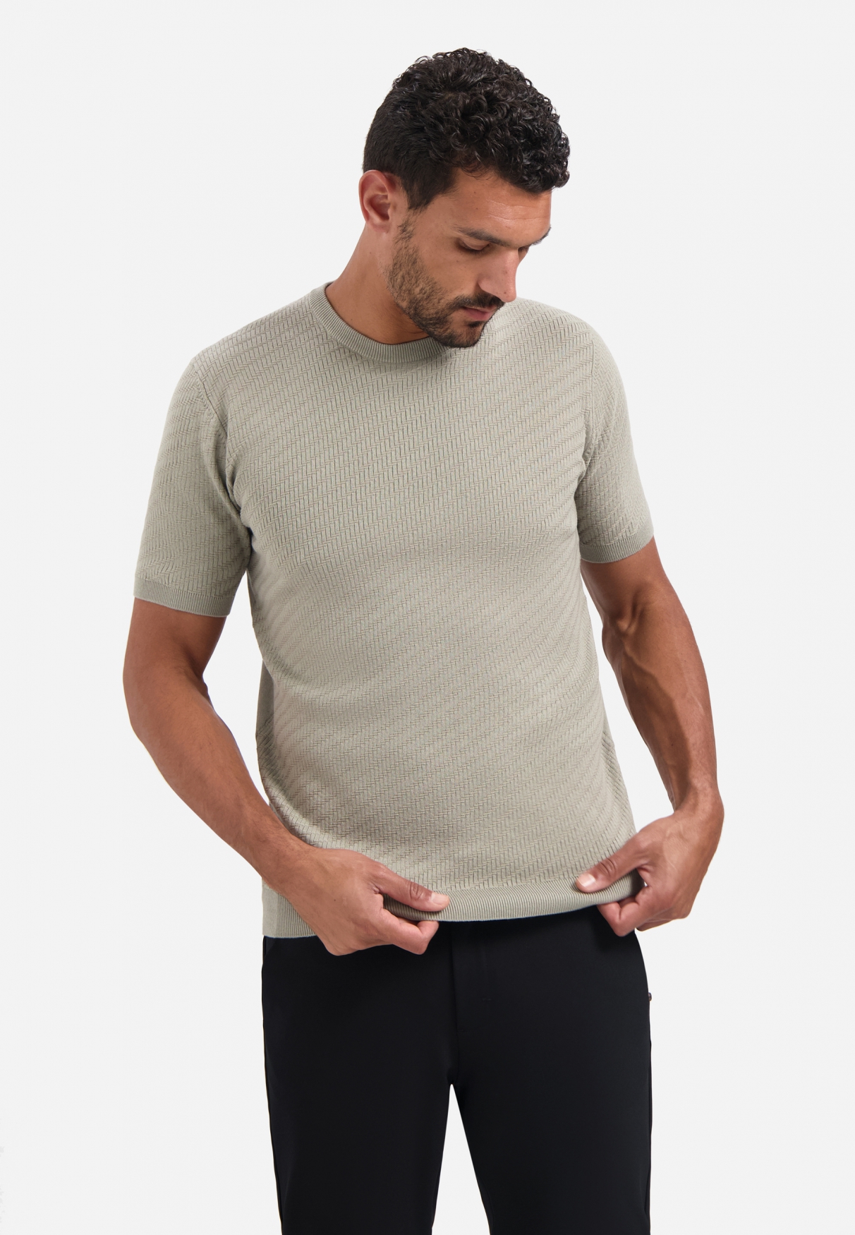 NO EXCESS Heren Shirt Structuur Bruin-Grijs - Afbeelding 2