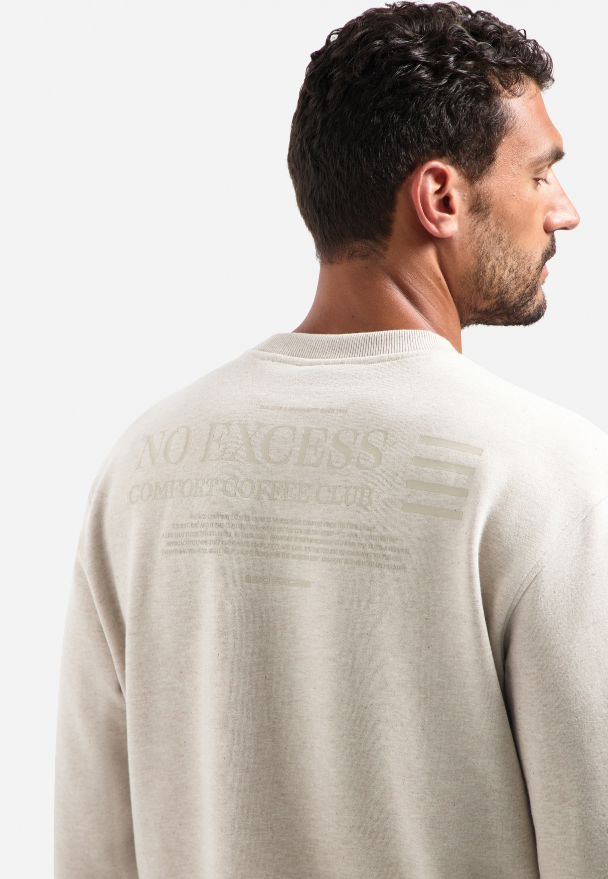 NO EXCESS Heren Sweater Met Achteropdruk Zandkleur  - Afbeelding 4