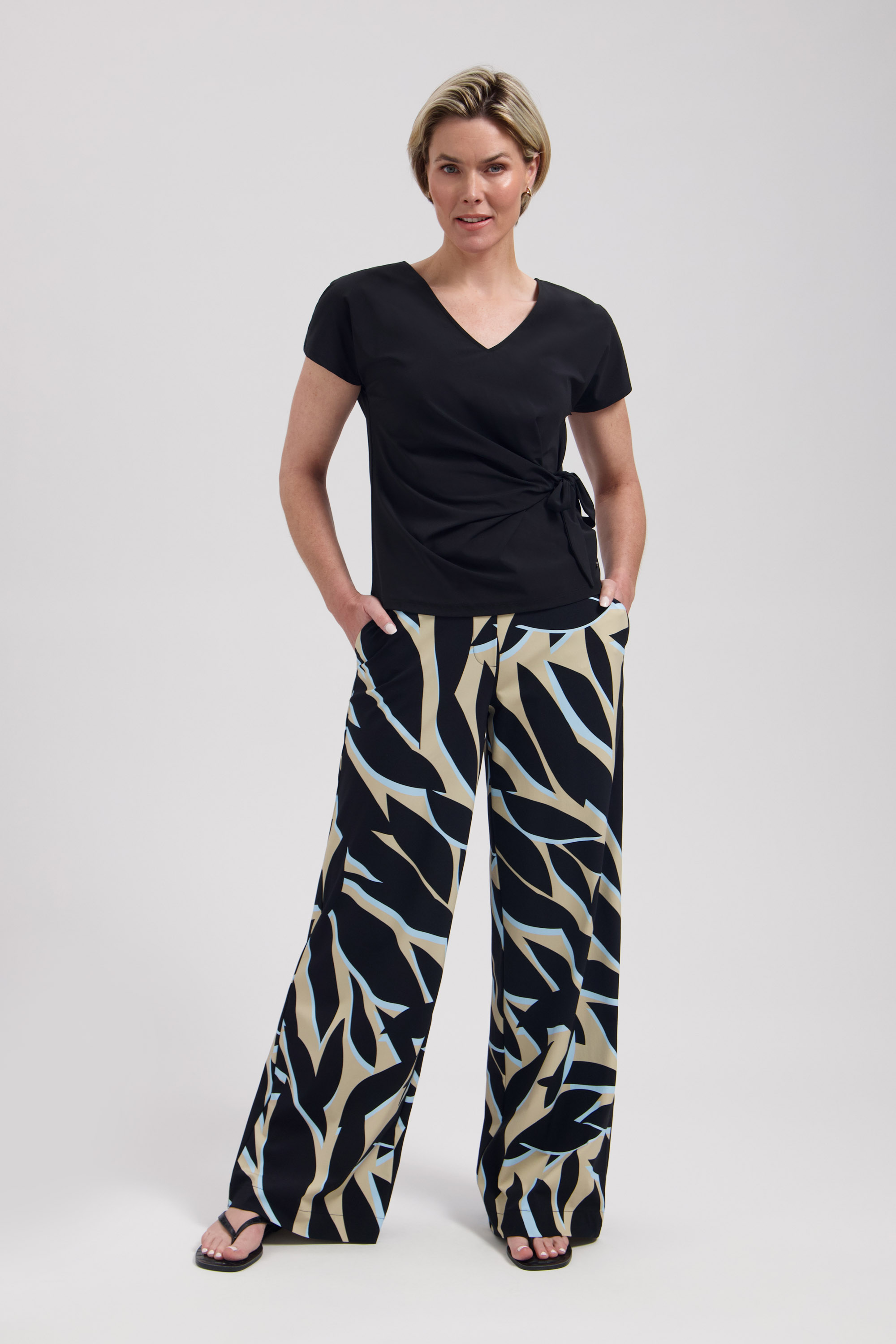 LADY DAY Dames Travelstof Wide Leg Broek Mille Leya Print