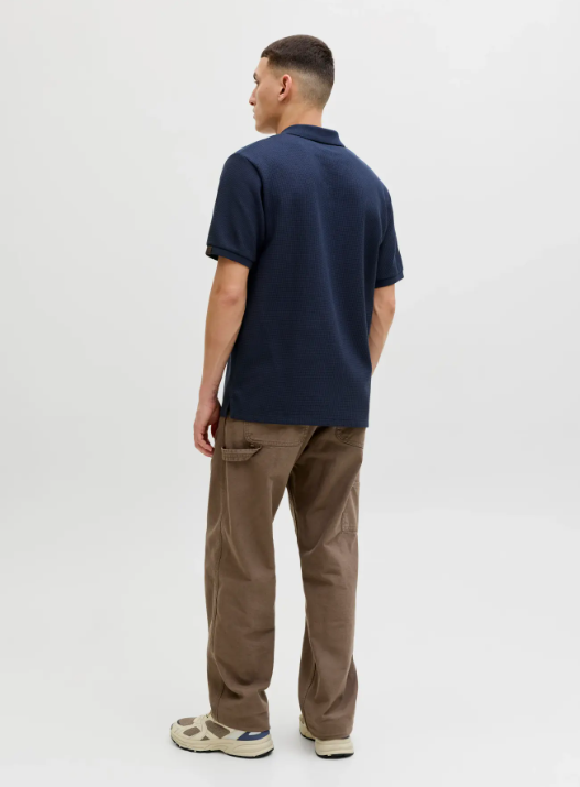 JACK & JONES Heren Poloshirt Daytona Wafelstructuur Donkerblauw  - Afbeelding 3