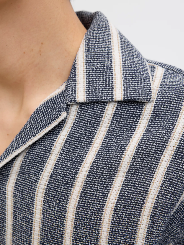 JACK & JONES Overhemd Resort Donkerblauw-Wit Gestreept  - Afbeelding 3