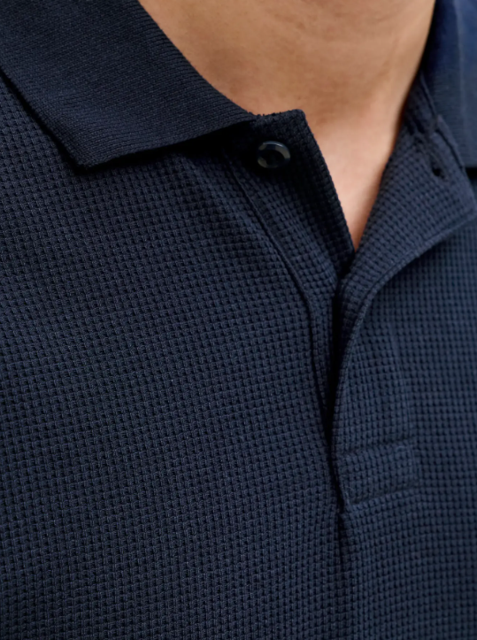 JACK & JONES Heren Poloshirt Daytona Wafelstructuur Donkerblauw  - Afbeelding 4