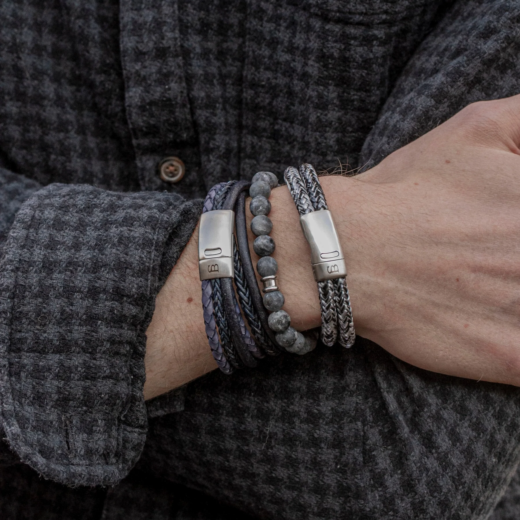 Steel&Barnett Herenarmband Lake Black Denim - Afbeelding 2