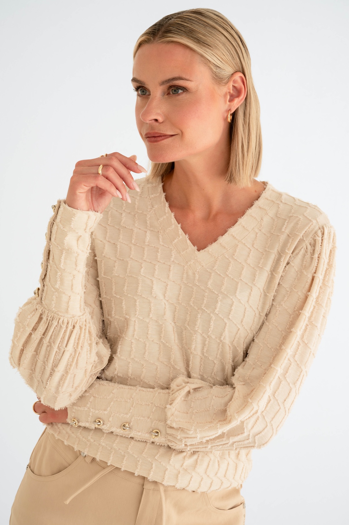 MAICAZZ Dames Shirt Piece Zandkleur 