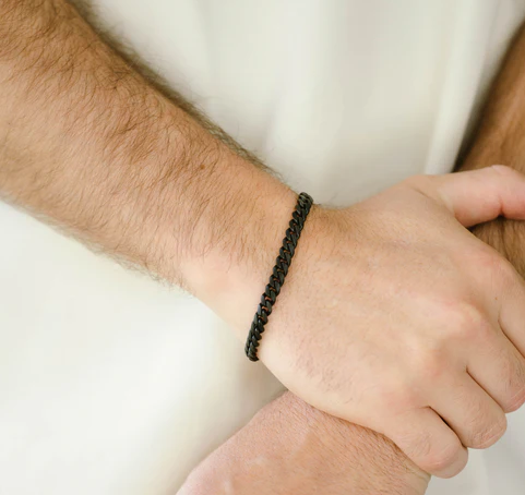 STEEL&BARNETT Herenarmband Staal Svelte Stephen Mat Zwart 