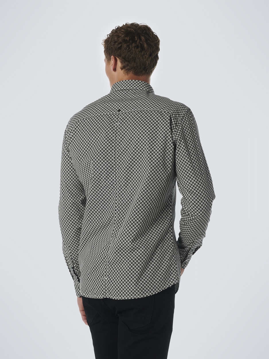 NO EXCESS Heren Overhemd Stretch Allover Print Zwart-Wit - Afbeelding 3