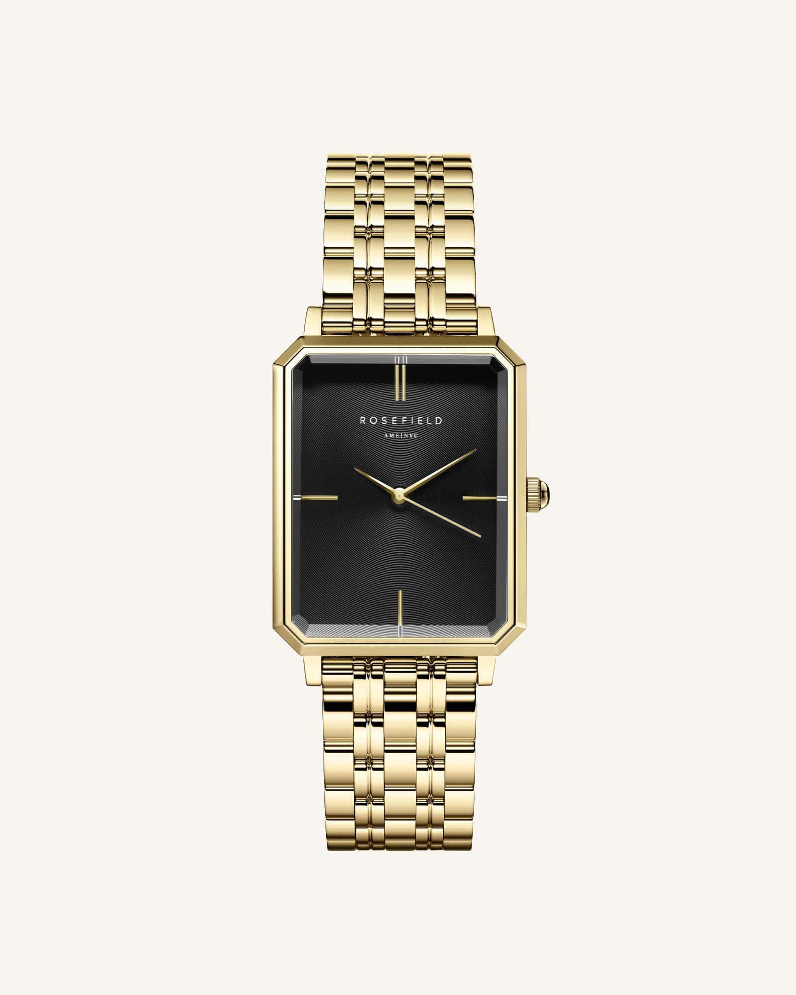 ROSEFIELD Dames Horloge The Octagon Goud-Zwart 