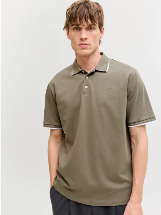 JACK & JONES Premium Heren Poloshirt Tricot Olijf Groen  - Afbeelding 3