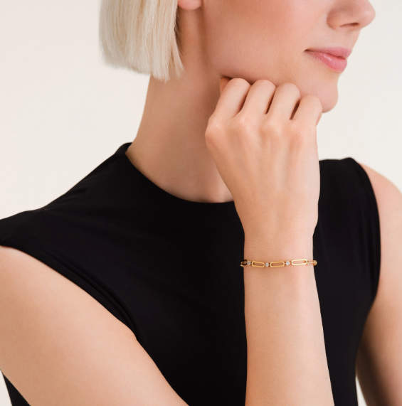 ROSEFIELD Dames Armband Round Crystals & Paperclip Goudkleur - Afbeelding 3