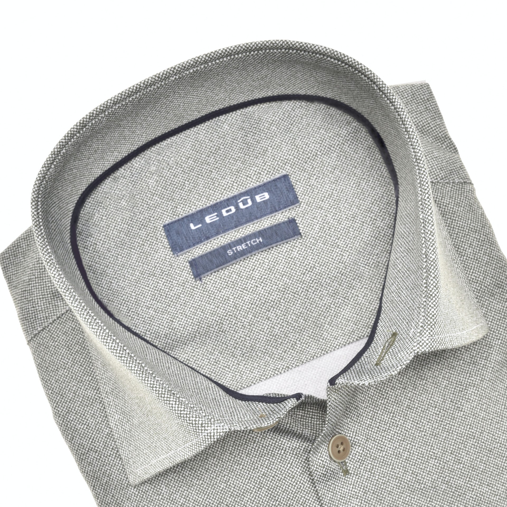 LEDUB Heren Overhemd Donkergroen Stretch Modern Fit  - Afbeelding 2